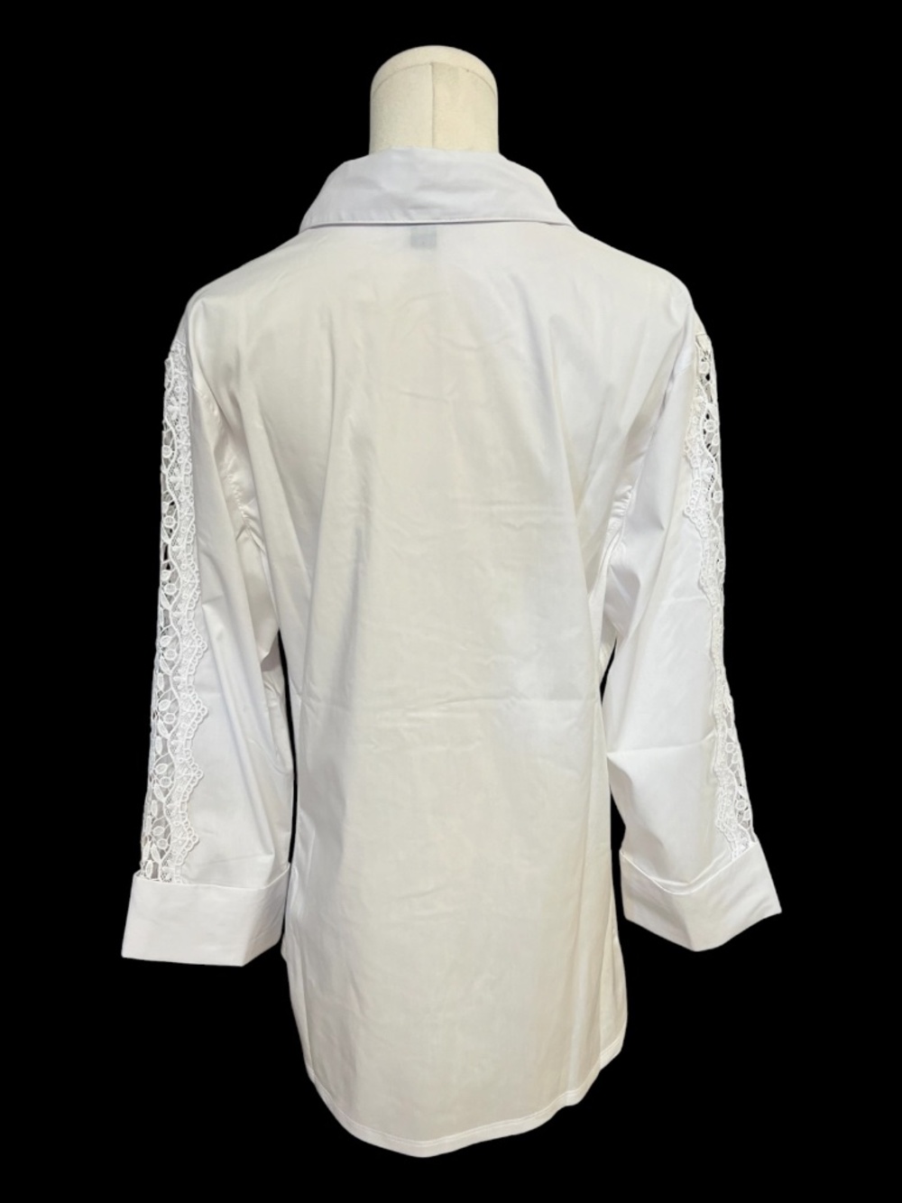 EUC+ Zac & Rachel White Crochet Detail Button-Up Blouse | Size L - Picture 5 of 8